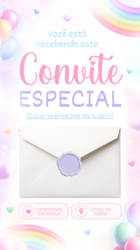 Convite Animado Plus - Arco Íris