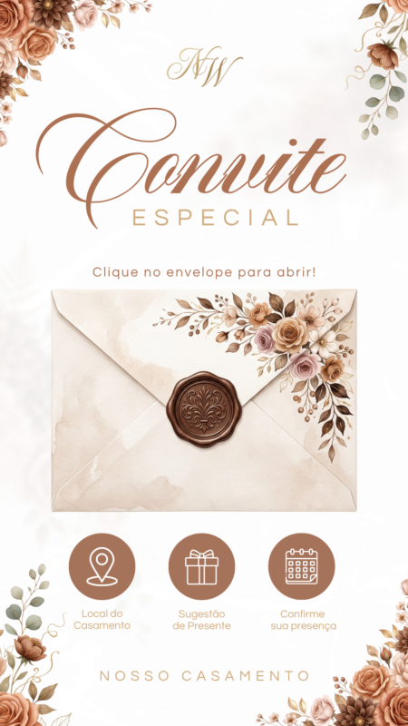Convite Animado Plus - Casamento Marrom