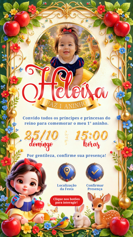 Convite Interativo - Branca de Neve Baby 3