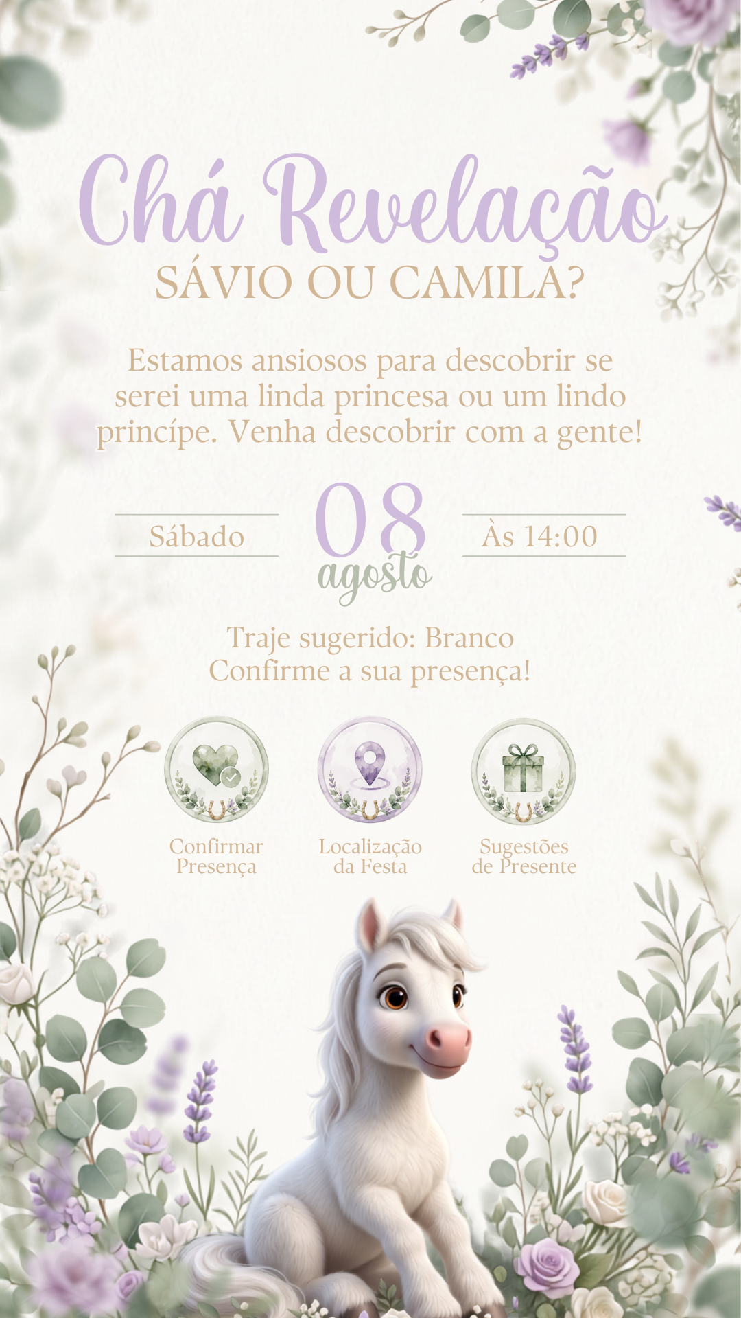 Convite Interativo - Chá Revelação - Cavalos - Imagem 2