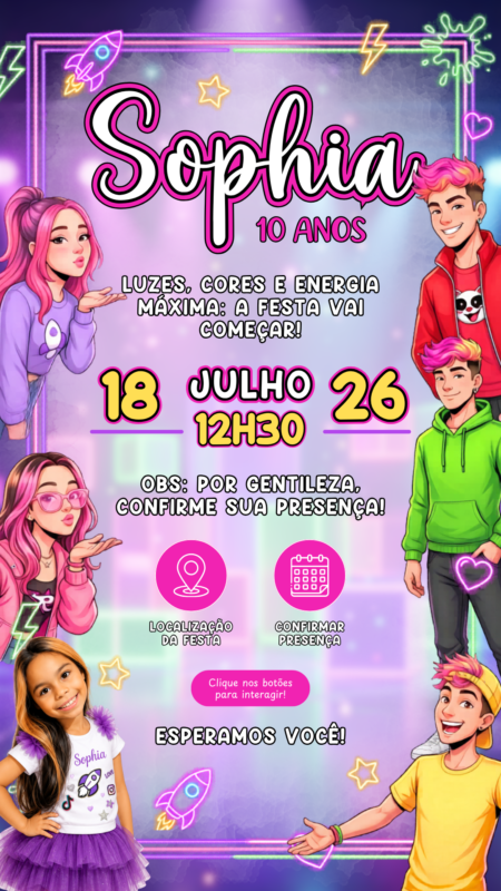Convite Interativo - Turma dos Rosa
