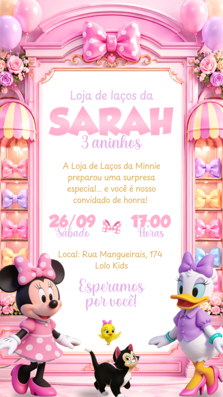 Convite Simples - Minnie Loja de Laços