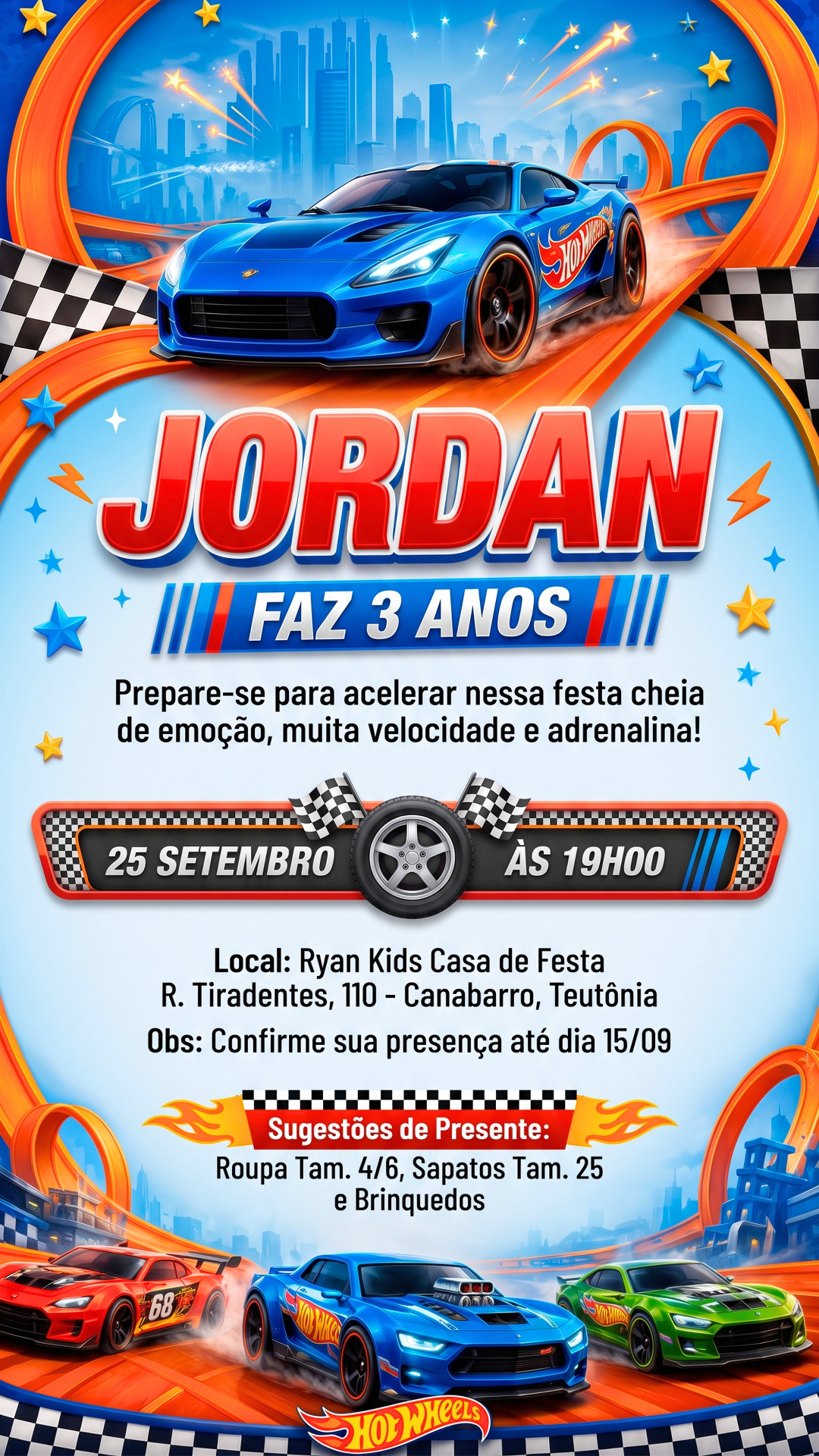 Convite Interativo - Hot Wheels 2