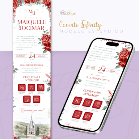 Convite Infinity - Casamento Vermelho