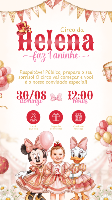 Convite Interativo - Circo da Minnie Vermelho