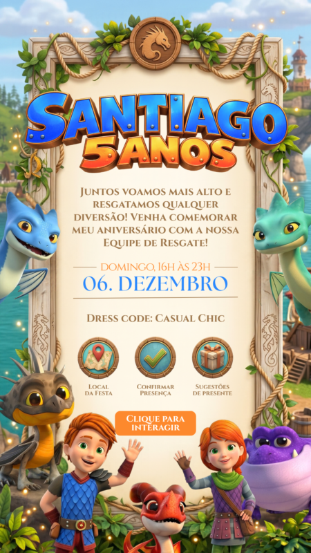 Convite Interativo - Dragon Rescue Riders