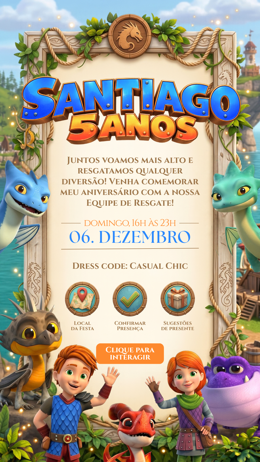 Convite Interativo - Dragon Rescue Riders