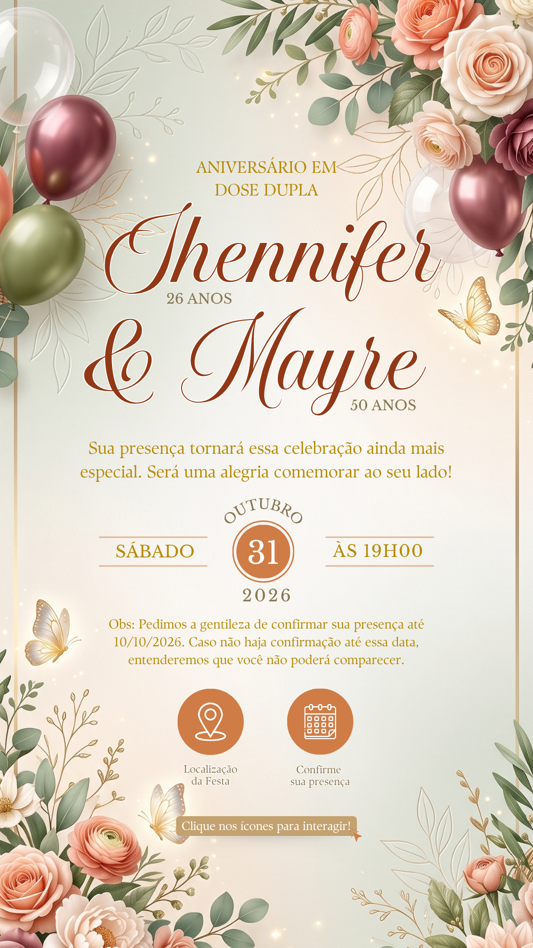 Convite Interativo - Laranja Verde, Vinho - Imagem 2