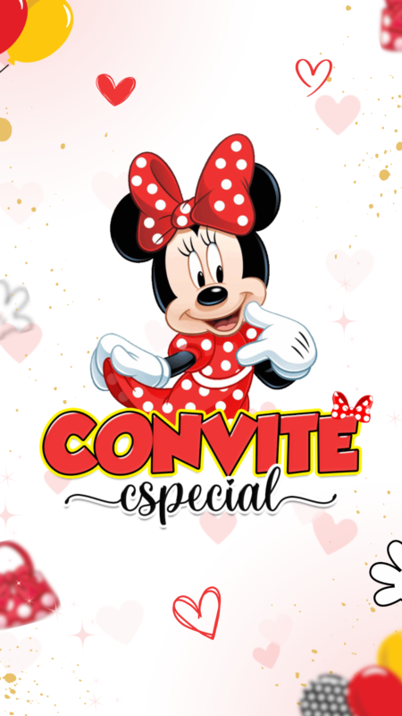 Convite Animado Plus - Minnie Vermelha
