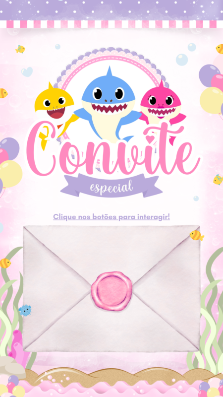 Convite Tecnológico - Baby Shark Menina