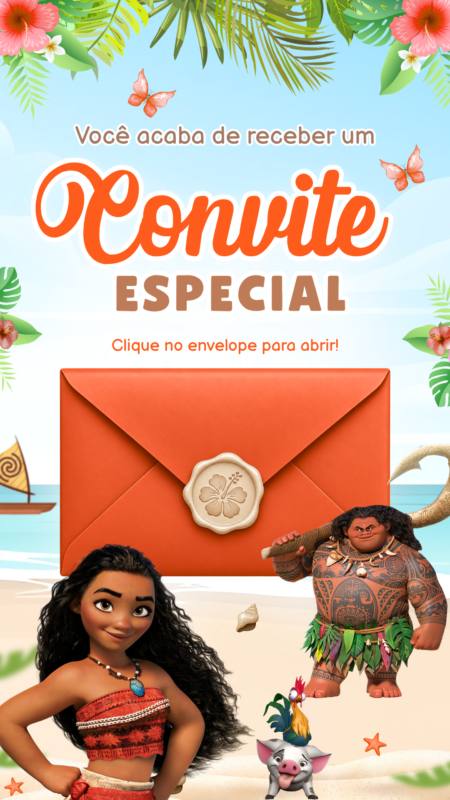 Convite Tecnológico - Moana Adulta