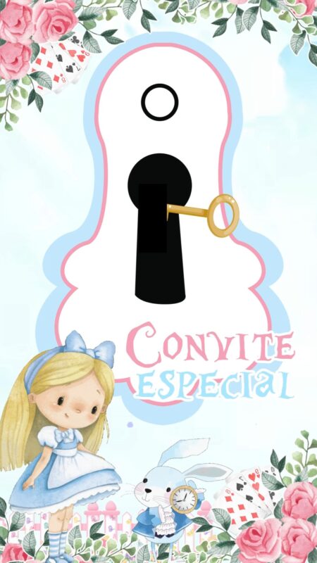 Convite Animado Plus - Alice no país das maravilhas