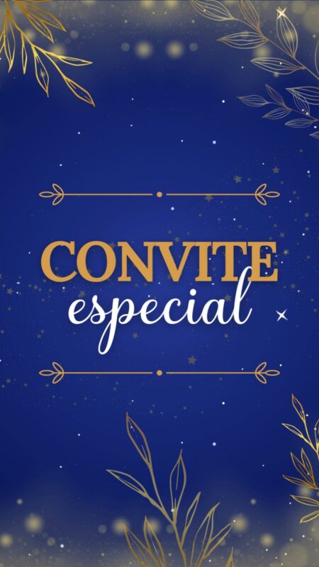 Convite Animado Plus - Azul Marinho e Dourado