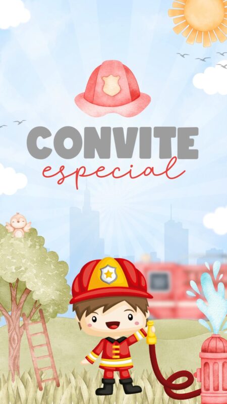 Convite Animado Plus - Bombeiro