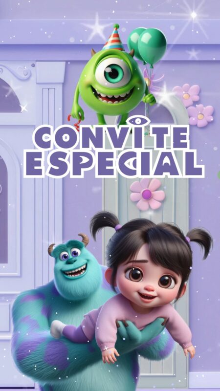 Convite Animado Plus - BOO - Monstros S.A.