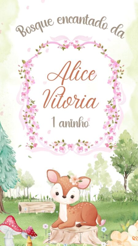 Convite Animado Plus - Bosque Encantado Menina