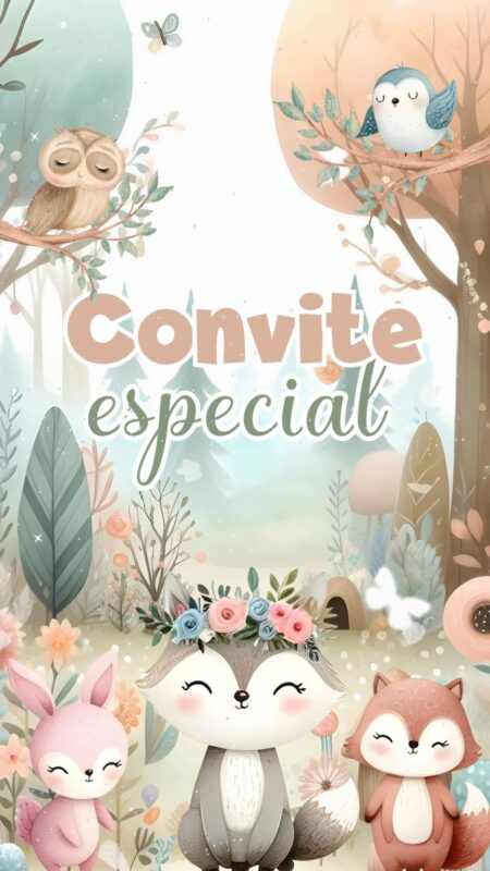 Convite Animado Plus - Bosque Menina