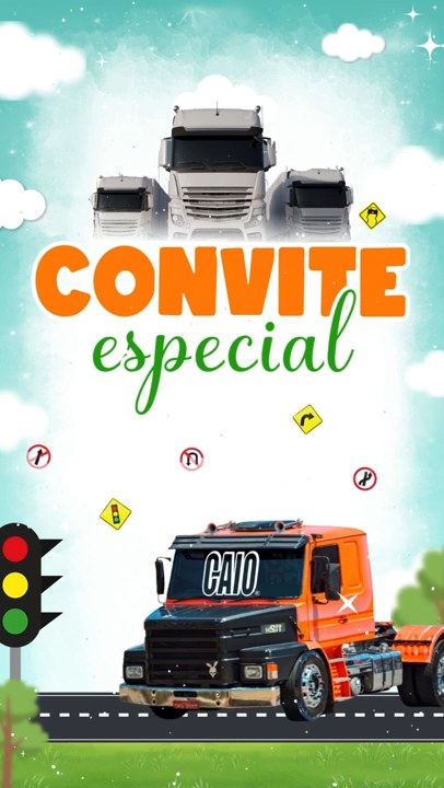 Convite Animado Plus - Caminhões