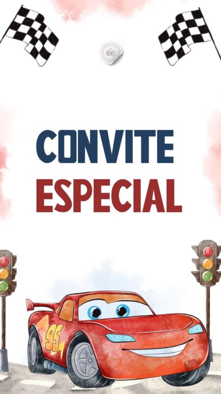 Convite Animado Plus - Carros Aquarela