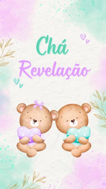 Convite Animado Plus - Chá Revelação Lilás e Verde