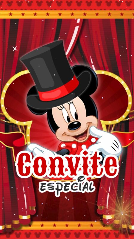 Convite Animado Plus - Circo da Minnie Vermelha