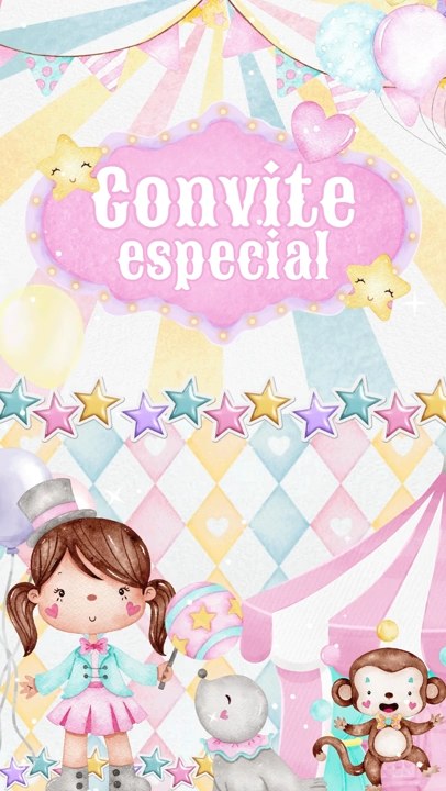 Convite Animado Plus - Circo Rosa Aquarela