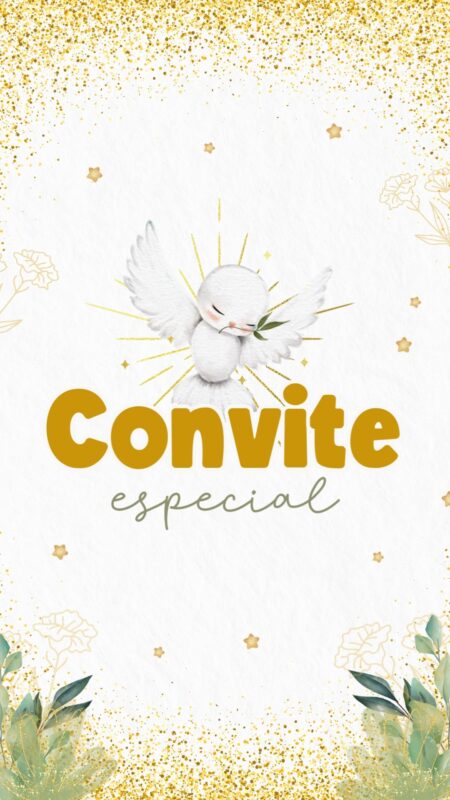 Convite Animado Plus - Crisma Dourado e Branco (Religioso)