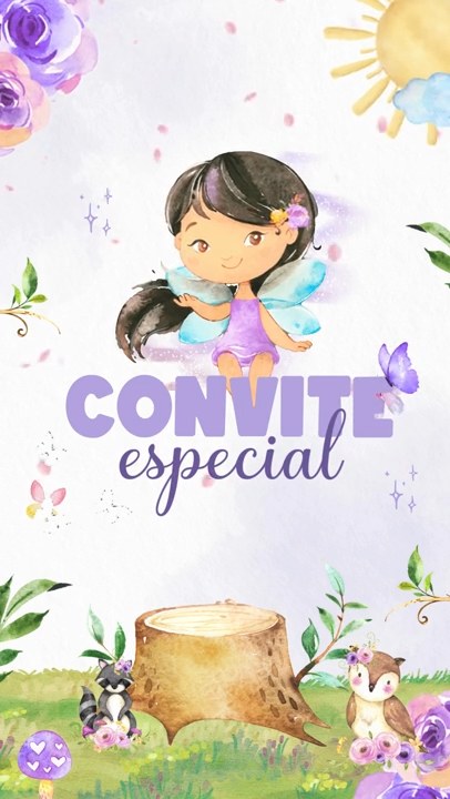 Convite Animado Plus - Jardim das Fadas Lilás