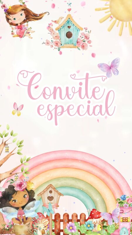 Convite Animado Plus - Jardim das Fadas Rosa