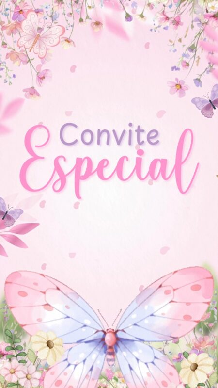 Convite Animado Plus - Jardim Encantado e Borboletas