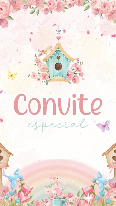 Convite Animado Plus - Jardim Encantado e Borboletas