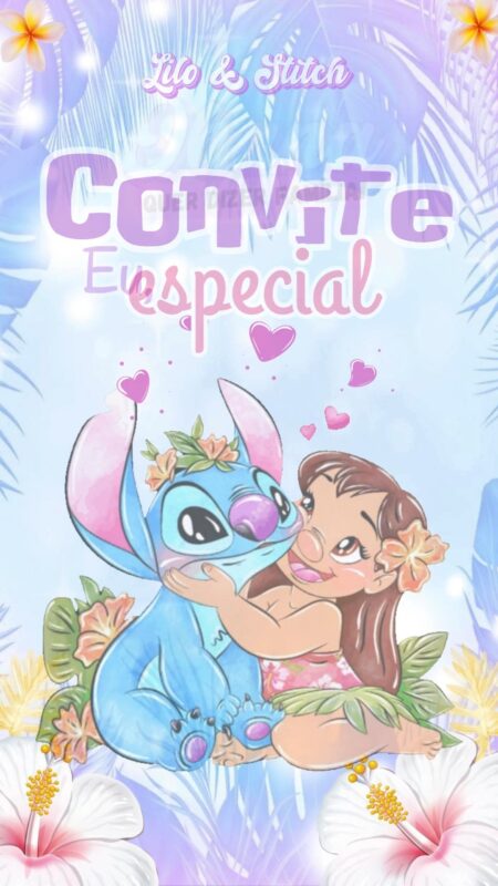 Convite Animado Plus - Lilo & Stitch Aquarela