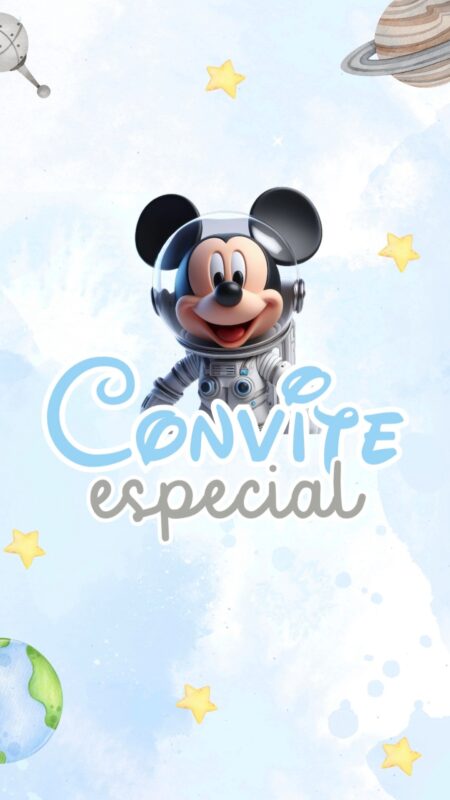 Convite Animado Plus - Mickey Astronauta