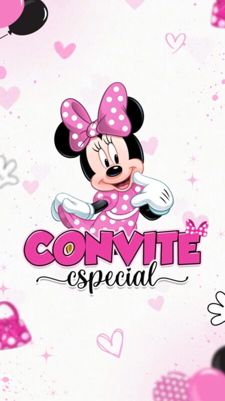 Convite Animado Plus - Minnie Rosa