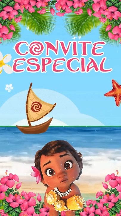 Convite Animado Plus - Moana Baby