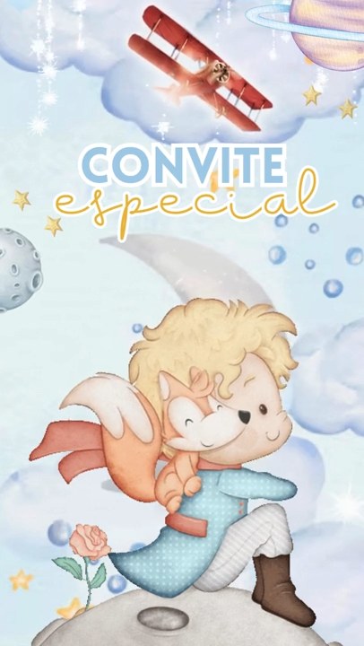 Convite Animado Plus - Pequeno Princípe Aquarela