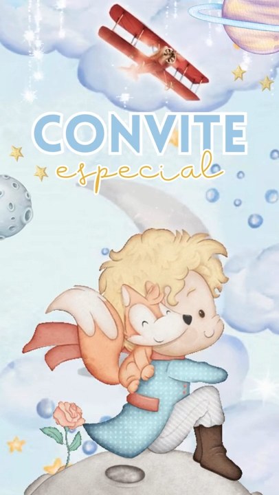 Convite Animado Plus - Pequeno Princípe Aquarela
