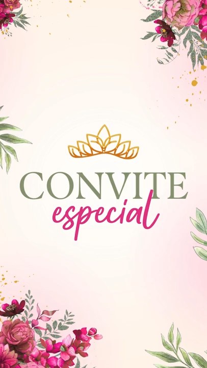 Convite Animado Plus - Pink, Verde, Dourado e Bege 15 anos