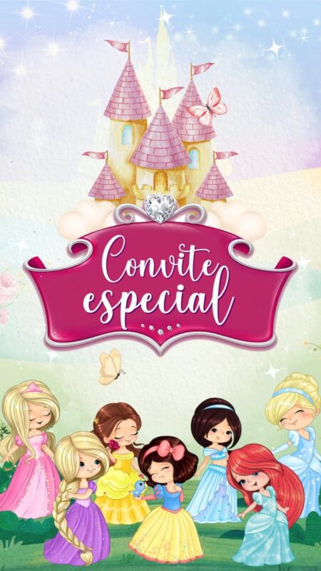 Convite Animado Plus - Princesas Cute