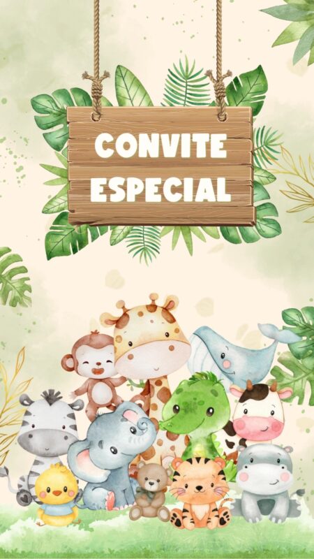 Convite Animado Plus - Safari Aquarela Baby #2