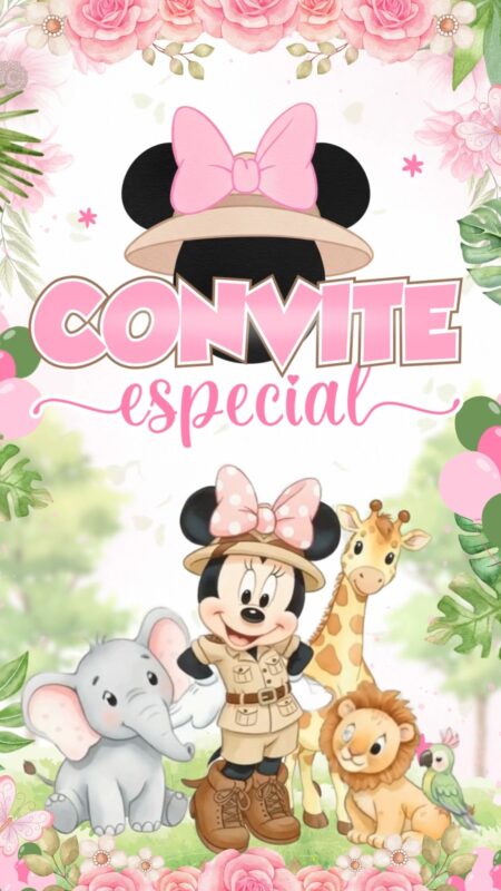 Convite Animado Plus - Safari da Minnie