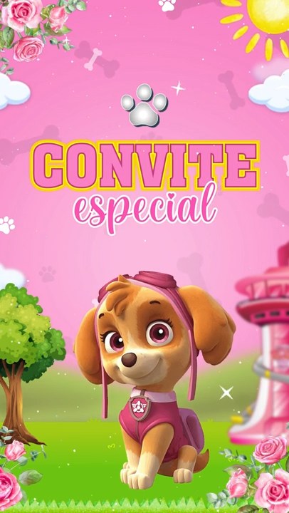 Convite Animado Plus - Skye da Patrulha Canina