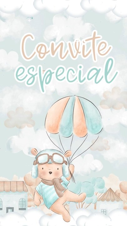 Convite Animado Plus - Urso Aviador