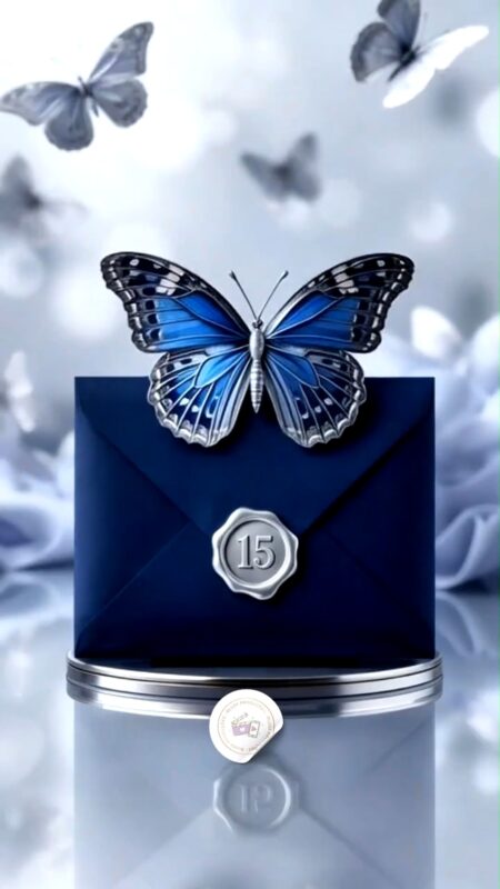 Convite Cinemágico Interativo - Borboleta Azul - 15 Anos - 1 Cena