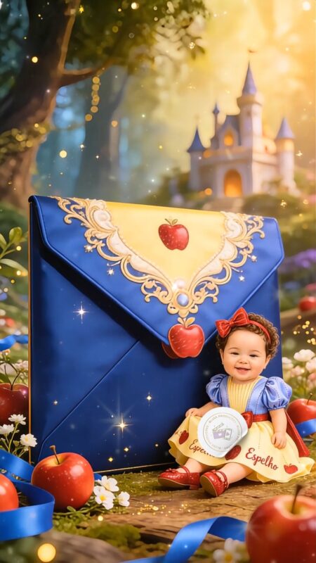 Convite Cinemágico Interativo - Branca de Neve Baby Aquarela 3