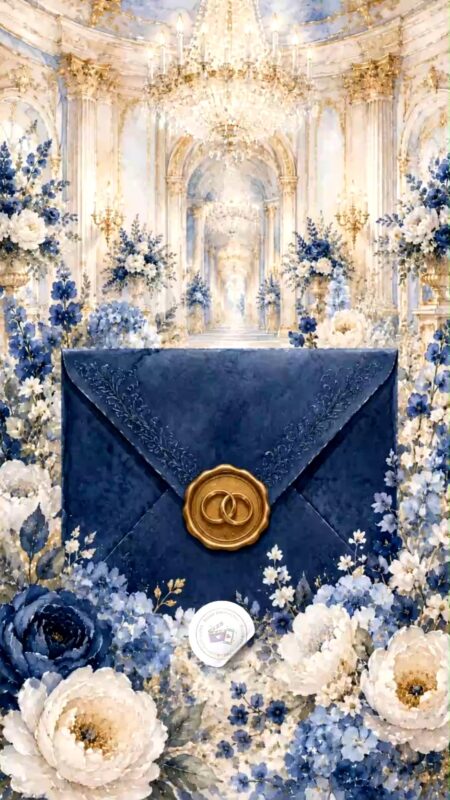Convite Cinemágico Interativo - Casamento Bridgerton - Azul