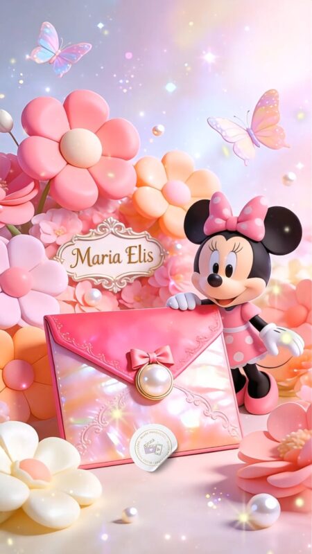 Convite Cinemágico Interativo - Jardim da Minnie Rosa