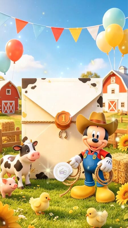 Convite Cinemágico Interativo - Mickey Fazendeiro