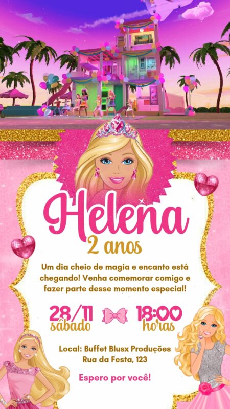 Convite Com Vídeo - Barbie 2