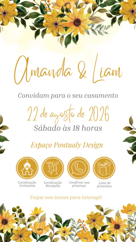 Convite Casamento - Amarelo Ouro